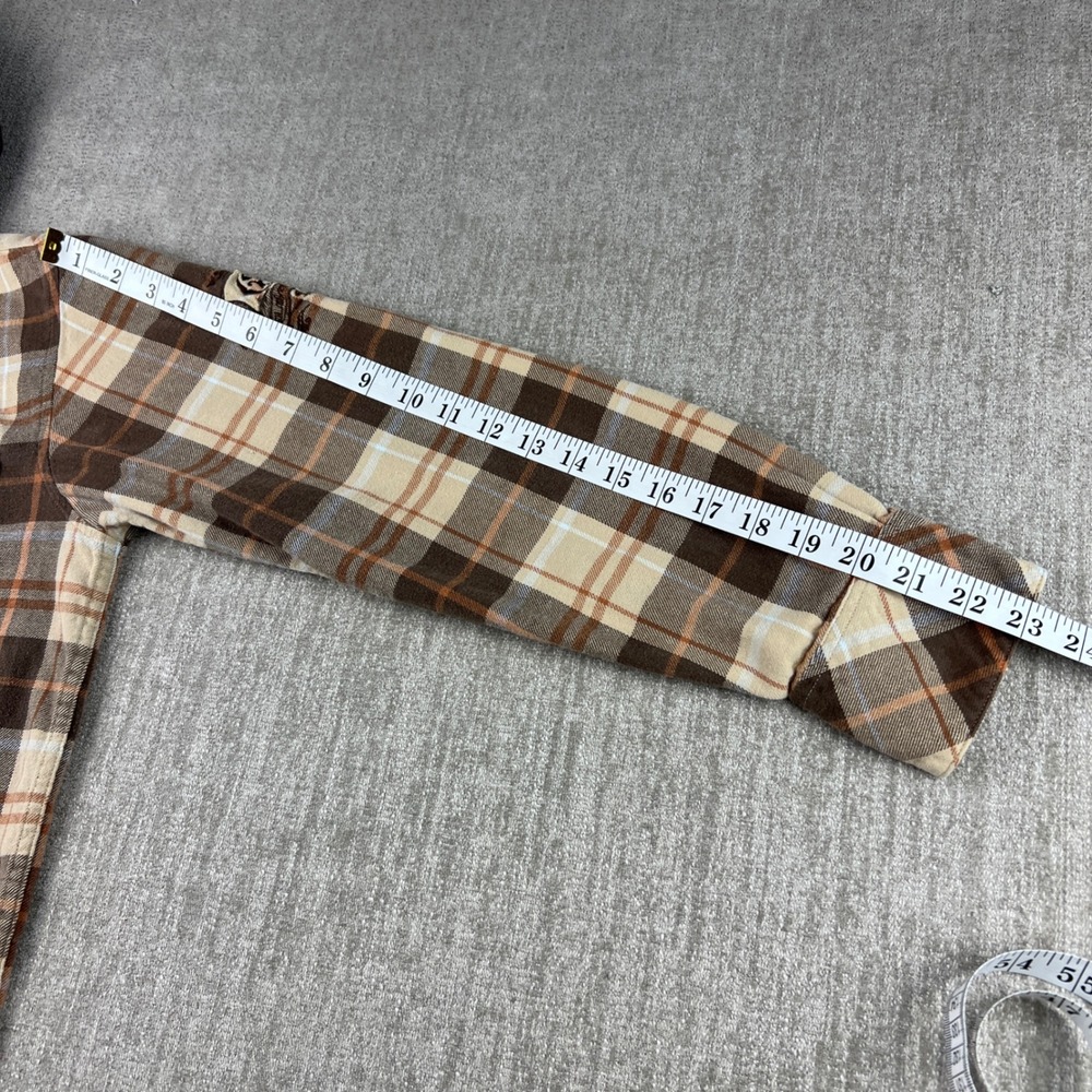 Y2K Quiksilver Hooded Flannel Shirt Mens Small Brown Plaid Skater Surf Beach - Picture 5 of 7